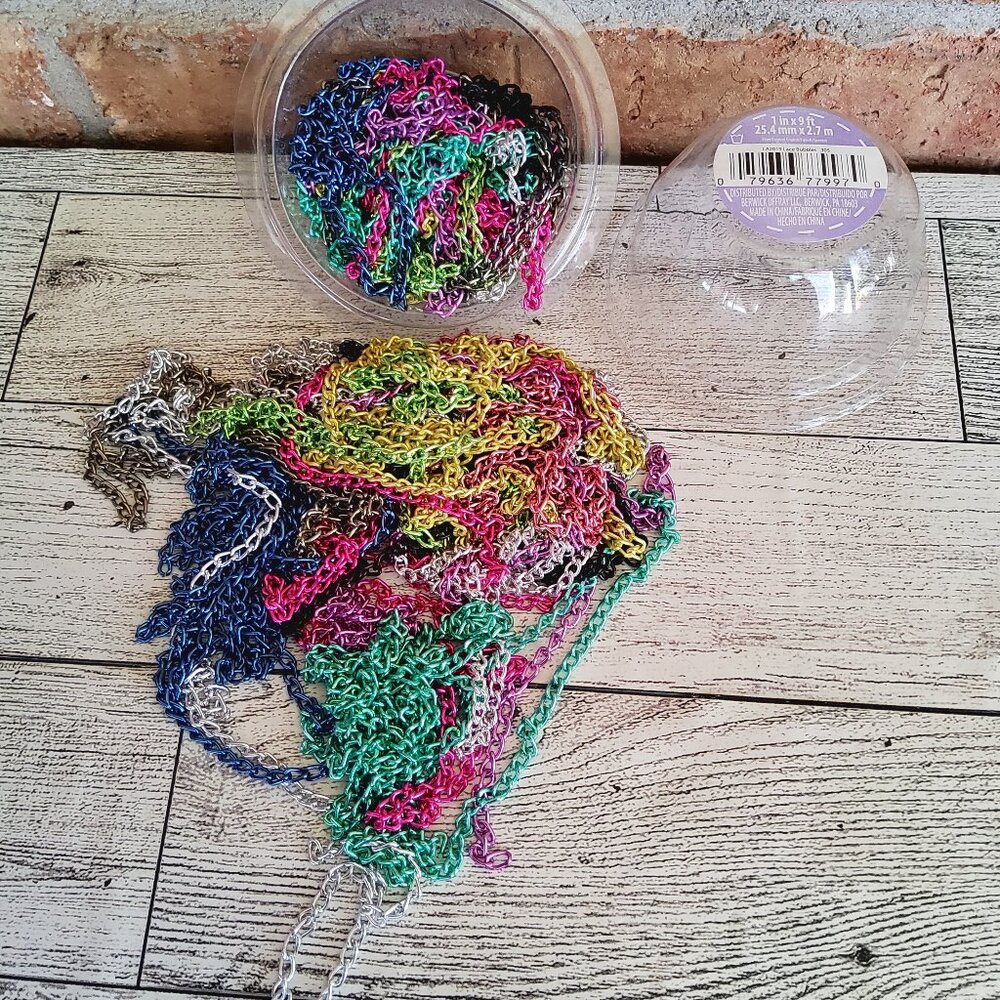 Vibrant Multi-Color Plated Aluminum Chain Pack Mixed Bright Shades Metal Links